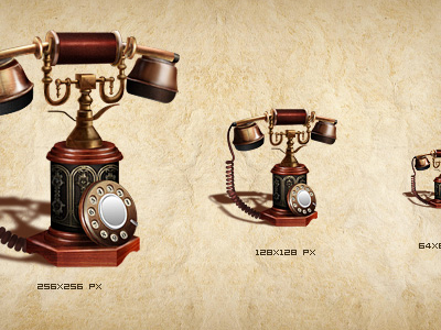 Retro Phone app icon phone realism retro texture wood