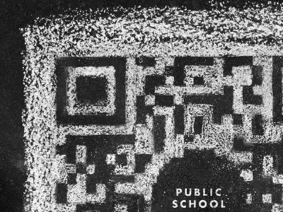 QR Code hand-drawn in chalk