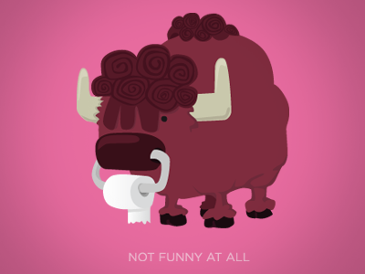 Bull bull illustration pink poster