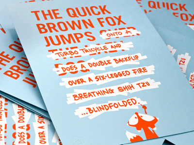 The Quick Brown Fox has a few minor tweaks... 55 his blue fox french orange pangram print quick brown quote ross san serif silkscreen type typography