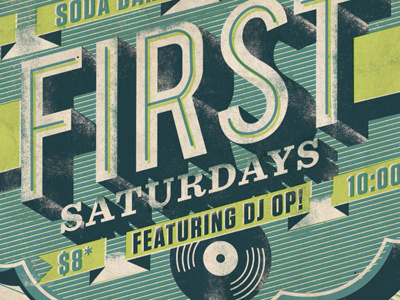 First Saturday Poster banner bar brooklyn design poster soda bar type