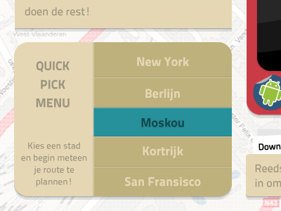 Quick Pick Menu [2] intersect travel webdesign