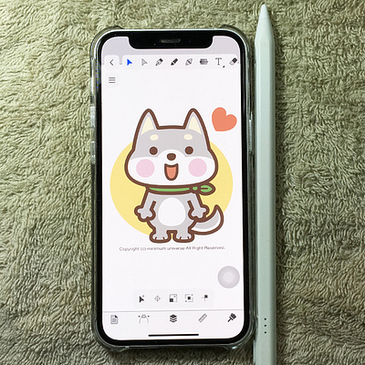 Amadine + iPhone + StylusPen - Shiba Dog amadine bezier character cute dog illustration illustrator iphone kawaii styluspen