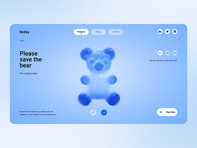 Bobby's Toys x Website 3d animation blue cute kids landing page motion graphics ui uiux web website