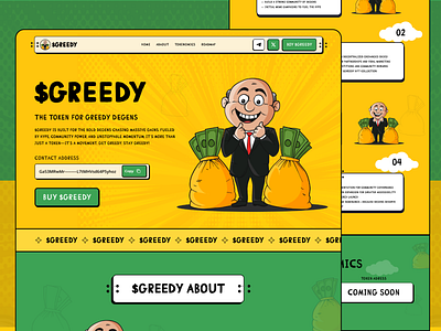 Meme Coin Website $greedy meme meme coin meme landing page meme token meme website