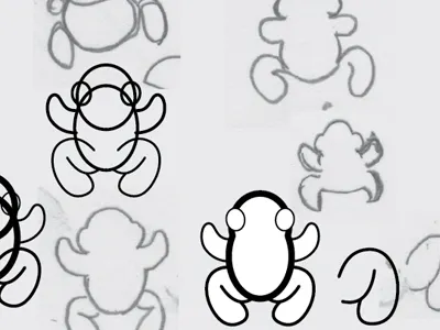 Frog 1 inch 1st year frog garden nickname pencil sketch