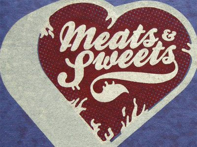 Meats & Sweets 2 colors heart ink print silk screen steak tshirt type