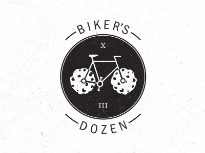 Biker's Dozen bike cookies logo vintage