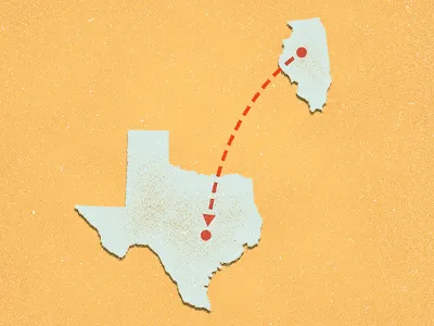 Migration dotted line illinois illustration states texas yellow