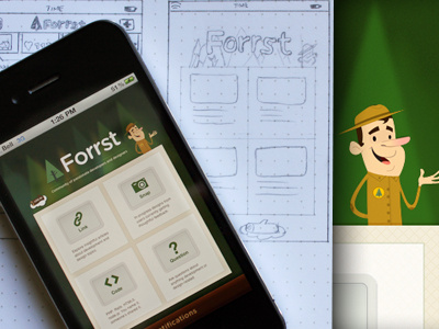 Forrst App app design green iphone sketch ui user interface ux