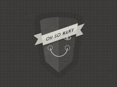 Happy shield dark grey happy logo ribbon shield