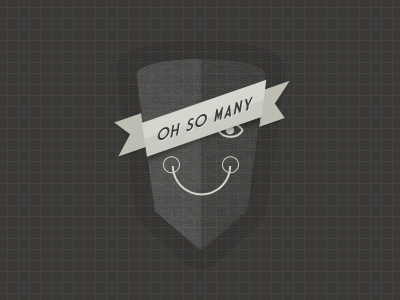 Happy shield dark grey happy logo ribbon shield