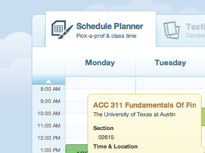 Big Tabs as headers app college schedule planner tabs ui university