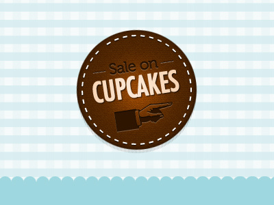 Cupcake CTA blue brown cupcake stitching texture