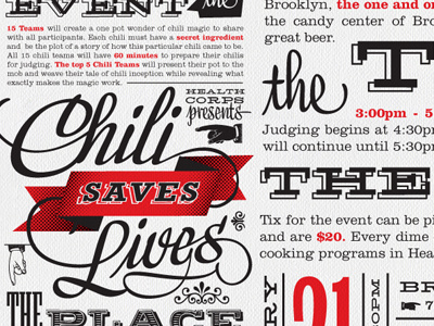 Chili Saves Lives charity chili design event flyer invitation type