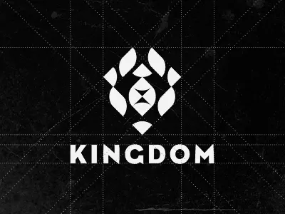 Kingdom black character guides icon logo type white
