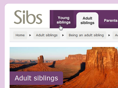 Sibs breadcrumb logo navigation sibs title