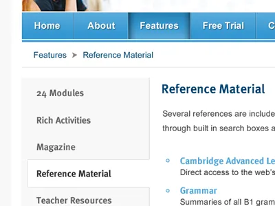 Cambridge ESOL microsite details breadcrumb detail fireworks web design