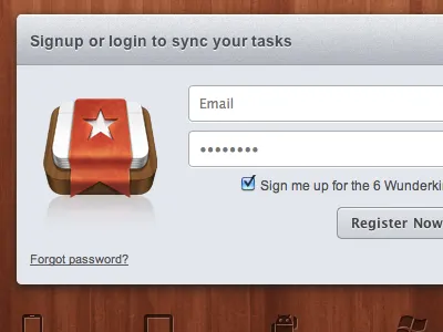 Wunderlist Login 6wunderkinder app button form icon login noise red webapp webiste wood wunderlist