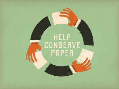 Conserve color design green illustration logo paper recycle texture type vintage