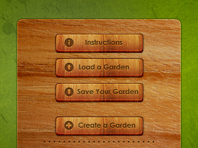 Wooden Menu button game grass plants timber ui wood wooden