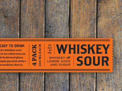 Whiskey Sour bourbon box label orange packaging sour typography whiskey wood