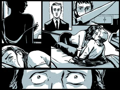 Trailer for Nathan Sorry blue comics drawing halftone illustration panels