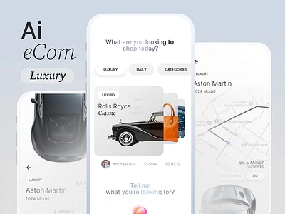 Ai ecommerce app design ai app ai app design ai ecommerce app app app animation app designer app developer ecommerce app ecommerce app design futuristic app luxury app luxury shopping luxury shopping app modern app shopping app ui animation ui designer ux designer