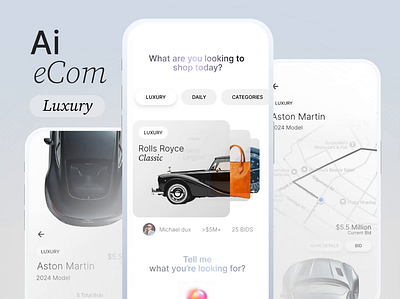 Ai ecommerce app design ai app ai app design ai ecommerce app app app animation app designer app developer ecommerce app ecommerce app design futuristic app luxury app luxury shopping luxury shopping app modern app shopping app ui animation ui designer ux designer
