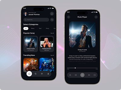 Music Player Mobile App designinspiration minimal mobile app modernui music app music application music player player ui podcasts productdesign sound spotify streaming streamingapp uiuxdesign