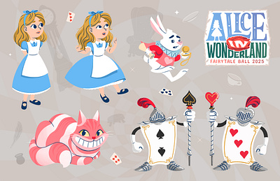 Alice in Wonderland Ball Character Design character digital art event illustration invitation logo procreate wonderland