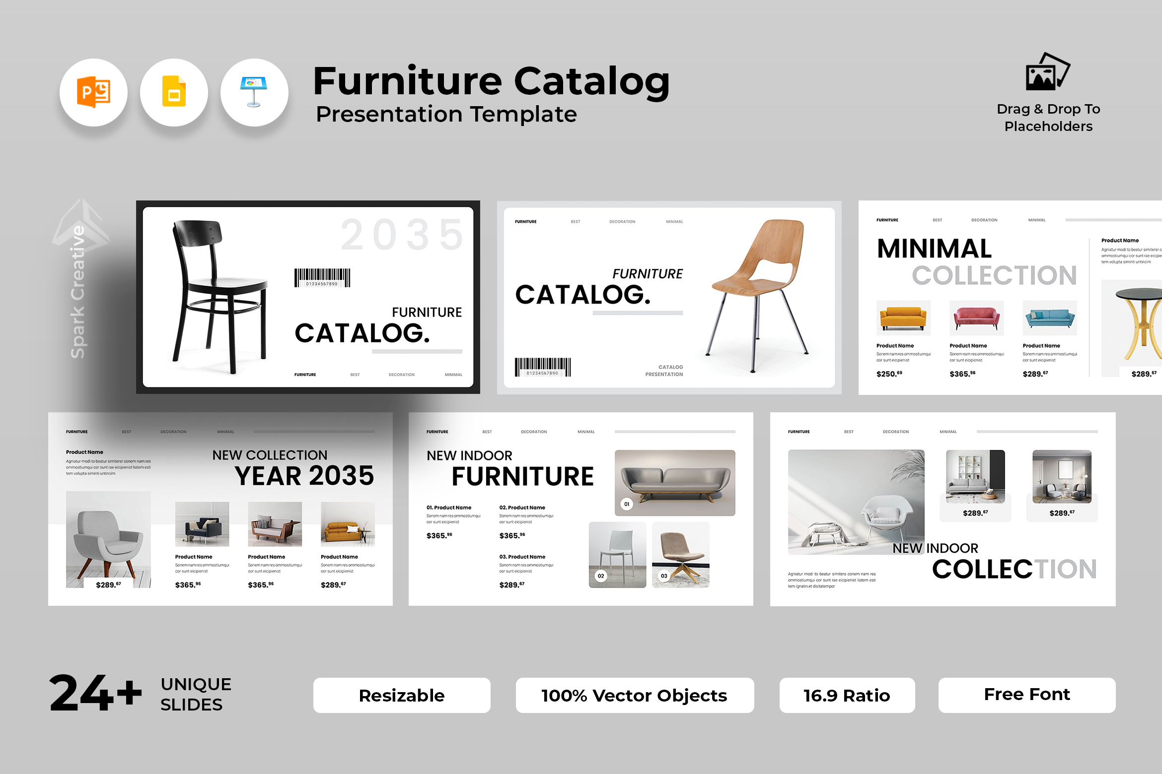 Furniture Product Catalog Presentation Template agency animation branding catalog catalogue clean furniture graphic design interior logo minimal motion graphics photography powerpoint pptx presentation product product design template ui