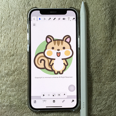 Amadine + iPhone + StylusPen - Squirrel amadine bezier character cute illustration illustrator iphone kawaii squirrel styluspen