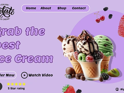 Sweet and Vibrant Ice Cream Website Design 3d animation branding graphic design logo motion graphics ui