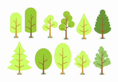 11 flat tree design design digital flat graphic design illustration tree treesdesign vector