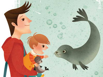 Seal animal boy child father illustration seal