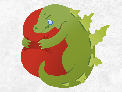 Gojira Hug earthquake illustrator japan tsunami vector