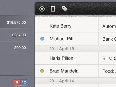 Transaction List ipad jumsoft money ui