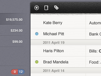 Transaction List ipad jumsoft money ui