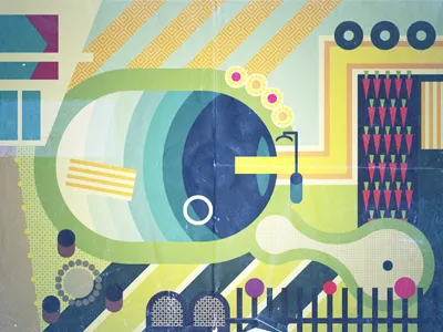 Swimming pool illustration geometric illustration pool retro swimming vintage