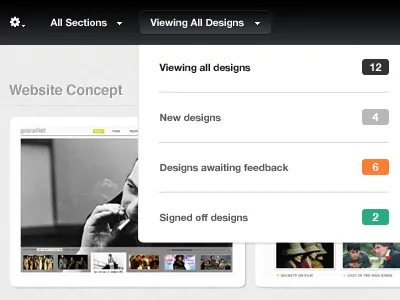 Filtering Design Views design menu webapp