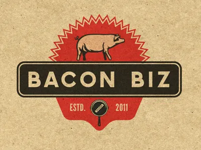 Bacon Biz bacon cast iron label logo logotype pig skillet