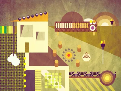 Autumn illustration autumn geometric house illustration pattern texture vintage