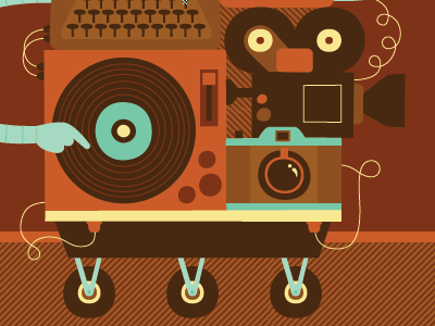 Two Cameras camera digital illustration progress record player robot technology vector