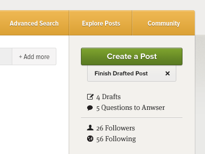 Dashboard buttons nav