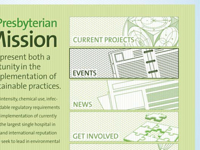 Homepage Nav for NYP Green illustration web design