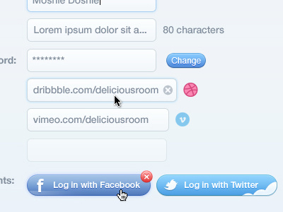 Taffy prefs blue button facebook form preferences taffy twitter