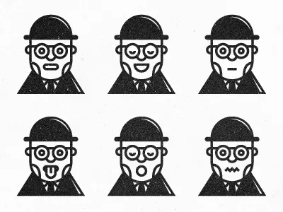 Facial expressions black illustration white