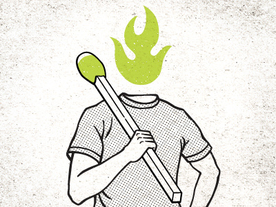 Flame fire flames green halftone illustration steve bullock