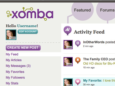 Xomba green layout logo putple teal